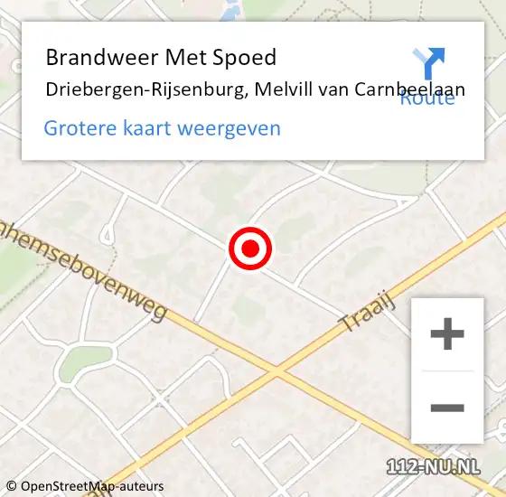 Locatie op kaart van de 112 melding: Brandweer Met Spoed Naar Driebergen-Rijsenburg, Melvill van Carnbeelaan op 15 september 2021 11:10