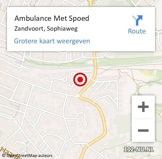 Locatie op kaart van de 112 melding: Ambulance Met Spoed Naar Zandvoort, Sophiaweg op 15 september 2021 11:10