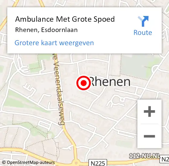 Locatie op kaart van de 112 melding: Ambulance Met Grote Spoed Naar Rhenen, Esdoornlaan op 15 september 2021 11:28