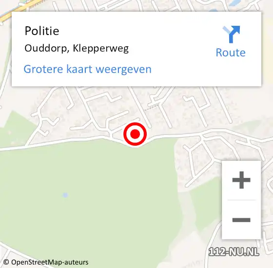 Locatie op kaart van de 112 melding: Politie Ouddorp, Klepperweg op 15 september 2021 11:33