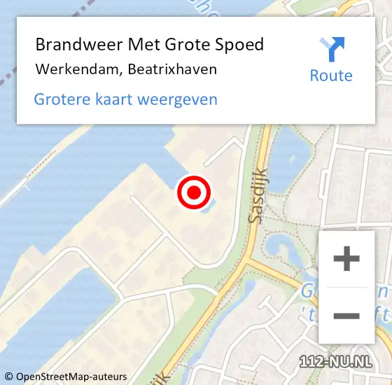 Locatie op kaart van de 112 melding: Brandweer Met Grote Spoed Naar Werkendam, Beatrixhaven op 15 september 2021 11:42