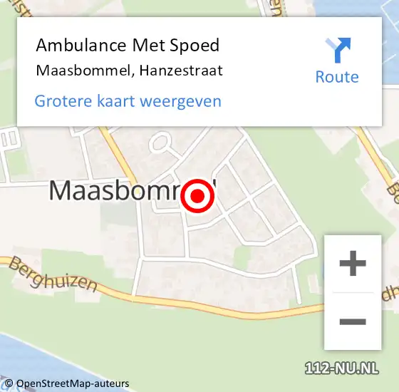 Locatie op kaart van de 112 melding: Ambulance Met Spoed Naar Maasbommel, Hanzestraat op 15 september 2021 11:45