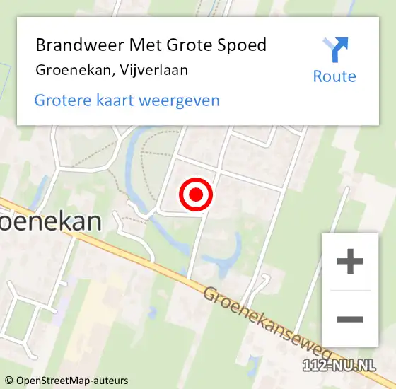 Locatie op kaart van de 112 melding: Brandweer Met Grote Spoed Naar Groenekan, Vijverlaan op 15 september 2021 11:47