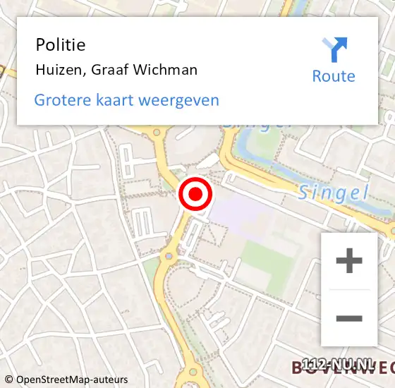 Locatie op kaart van de 112 melding: Politie Huizen, Graaf Wichman op 15 september 2021 11:58