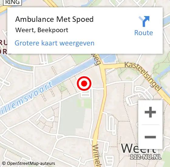 Locatie op kaart van de 112 melding: Ambulance Met Spoed Naar Weert, Beekpoort op 15 september 2021 12:03