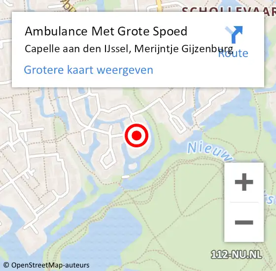 Locatie op kaart van de 112 melding: Ambulance Met Grote Spoed Naar Capelle aan den IJssel, Merijntje Gijzenburg op 15 september 2021 12:12