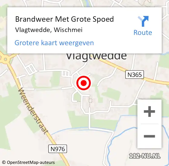 Locatie op kaart van de 112 melding: Brandweer Met Grote Spoed Naar Vlagtwedde, Wischmei op 15 september 2021 12:39