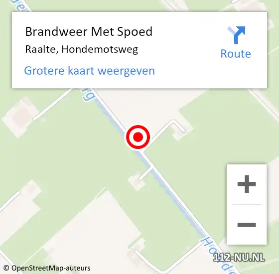 Locatie op kaart van de 112 melding: Brandweer Met Spoed Naar Raalte, Hondemotsweg op 15 september 2021 13:06