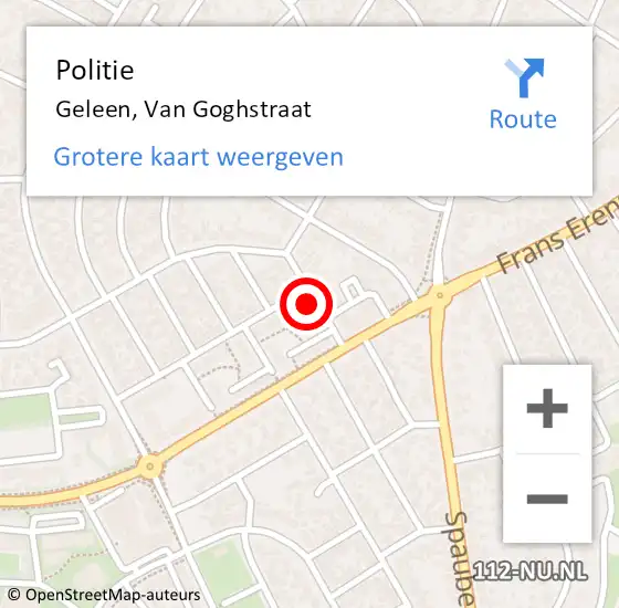 Locatie op kaart van de 112 melding: Politie Geleen, Van Goghstraat op 15 september 2021 13:14