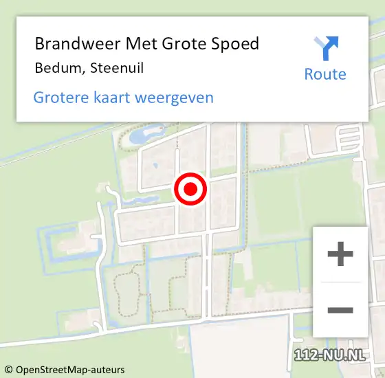 Locatie op kaart van de 112 melding: Brandweer Met Grote Spoed Naar Bedum, Steenuil op 15 september 2021 13:15