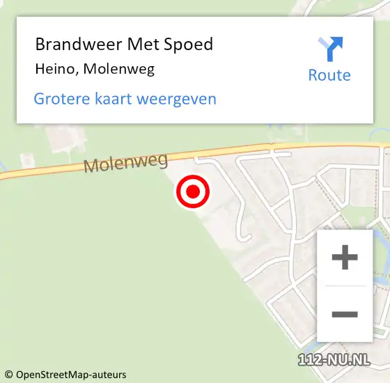 Locatie op kaart van de 112 melding: Brandweer Met Spoed Naar Heino, Molenweg op 15 september 2021 13:16