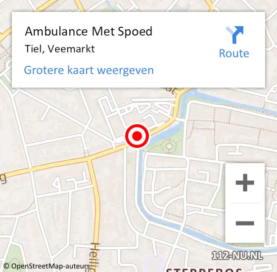 Locatie op kaart van de 112 melding: Ambulance Met Spoed Naar Tiel, Veemarkt op 15 september 2021 13:20