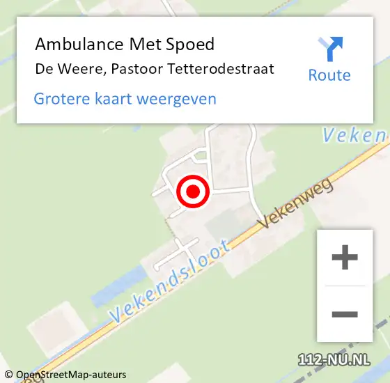 Locatie op kaart van de 112 melding: Ambulance Met Spoed Naar De Weere, Pastoor Tetterodestraat op 15 september 2021 13:29