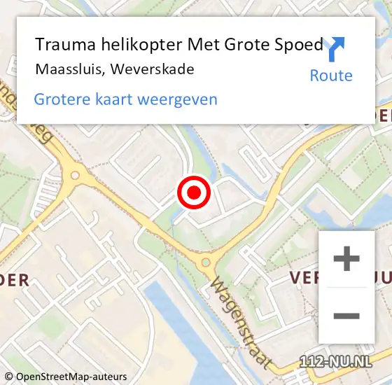 Locatie op kaart van de 112 melding: Trauma helikopter Met Grote Spoed Naar Maassluis, Weverskade op 15 september 2021 13:30