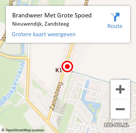 Locatie op kaart van de 112 melding: Brandweer Met Grote Spoed Naar Nieuwendijk, Zandsteeg op 15 september 2021 13:39