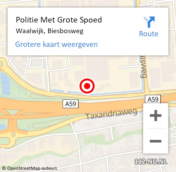 Locatie op kaart van de 112 melding: Politie Met Grote Spoed Naar Waalwijk, Biesbosweg op 15 september 2021 13:45