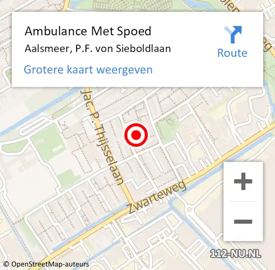 Locatie op kaart van de 112 melding: Ambulance Met Spoed Naar Aalsmeer, P.F. von Sieboldlaan op 15 september 2021 13:46