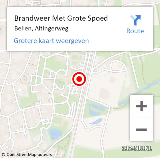 Locatie op kaart van de 112 melding: Brandweer Met Grote Spoed Naar Beilen, Altingerweg op 15 september 2021 13:54