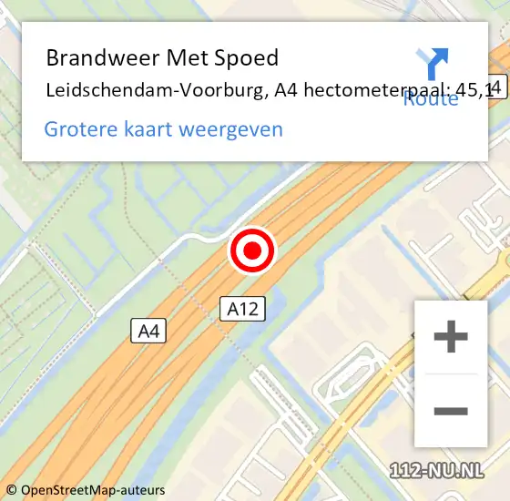Locatie op kaart van de 112 melding: Brandweer Met Spoed Naar Leidschendam-Voorburg, A4 hectometerpaal: 45,1 op 15 september 2021 14:08