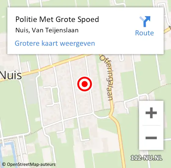 Locatie op kaart van de 112 melding: Politie Met Grote Spoed Naar Nuis, Van Teijenslaan op 15 september 2021 14:34