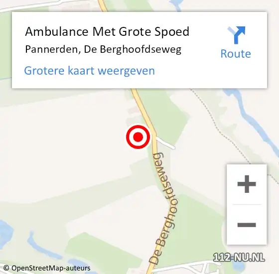 Locatie op kaart van de 112 melding: Ambulance Met Grote Spoed Naar Pannerden, De Berghoofdseweg op 15 september 2021 14:51