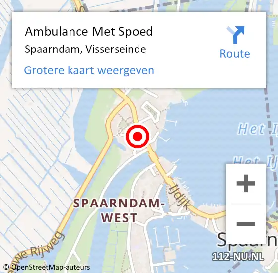 Locatie op kaart van de 112 melding: Ambulance Met Spoed Naar Spaarndam, Visserseinde op 15 september 2021 14:52