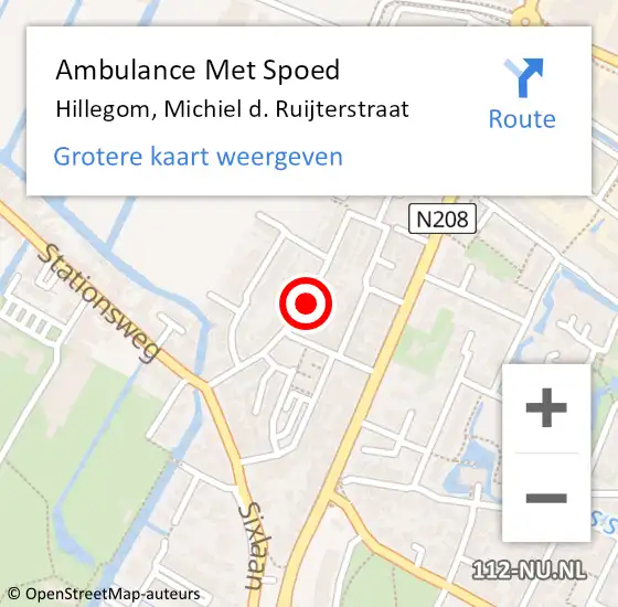 Locatie op kaart van de 112 melding: Ambulance Met Spoed Naar Hillegom, Michiel d. Ruijterstraat op 5 oktober 2013 23:37