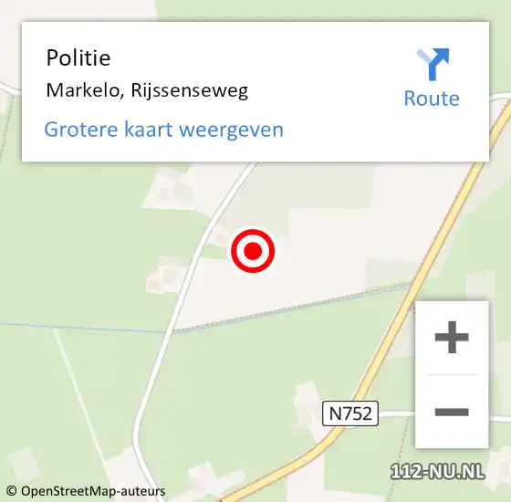 Locatie op kaart van de 112 melding: Politie Markelo, Rijssenseweg op 15 september 2021 15:40