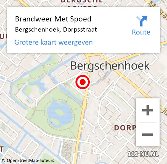 Locatie op kaart van de 112 melding: Brandweer Met Spoed Naar Bergschenhoek, Dorpsstraat op 15 september 2021 15:43