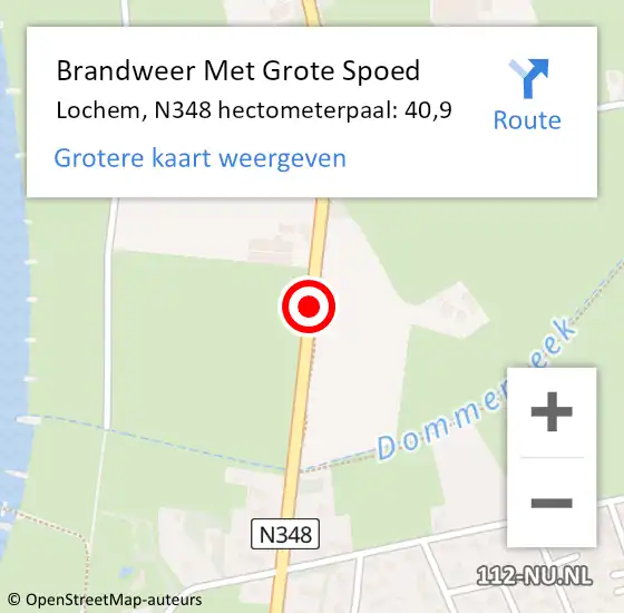 Locatie op kaart van de 112 melding: Brandweer Met Grote Spoed Naar Lochem, N348 hectometerpaal: 40,9 op 15 september 2021 16:03