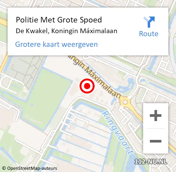 Locatie op kaart van de 112 melding: Politie Met Grote Spoed Naar De Kwakel, Koningin Máximalaan op 15 september 2021 16:48