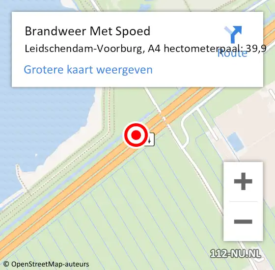 Locatie op kaart van de 112 melding: Brandweer Met Spoed Naar Leidschendam-Voorburg, A4 hectometerpaal: 39,9 op 15 september 2021 16:52