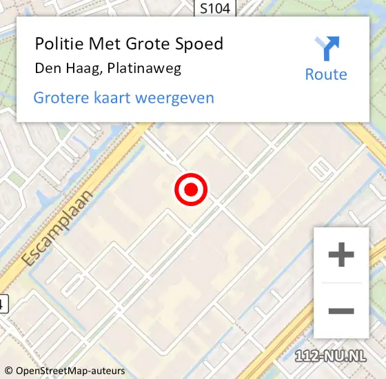 Locatie op kaart van de 112 melding: Politie Met Grote Spoed Naar Den Haag, Platinaweg op 15 september 2021 16:55