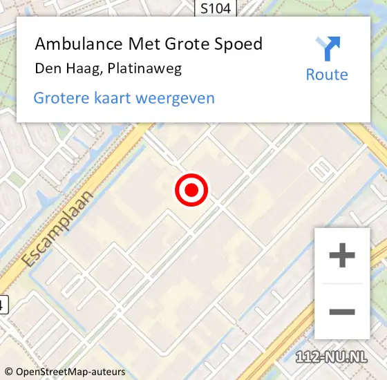 Locatie op kaart van de 112 melding: Ambulance Met Grote Spoed Naar Den Haag, Platinaweg op 15 september 2021 16:57
