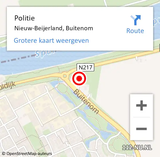 Locatie op kaart van de 112 melding: Politie Nieuw-Beijerland, Buitenom op 15 september 2021 17:09