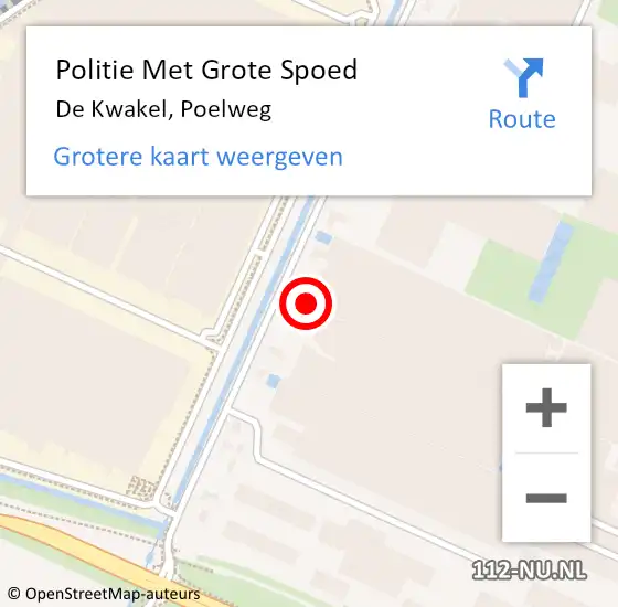 Locatie op kaart van de 112 melding: Politie Met Grote Spoed Naar De Kwakel, Poelweg op 15 september 2021 17:11