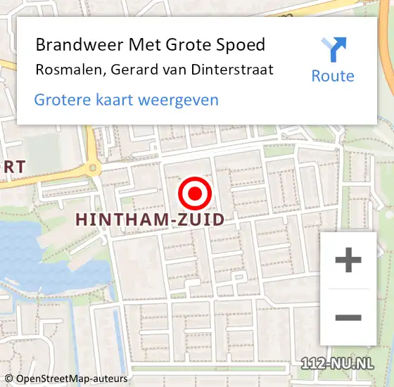 Locatie op kaart van de 112 melding: Brandweer Met Grote Spoed Naar Rosmalen, Gerard van Dinterstraat op 15 september 2021 17:31