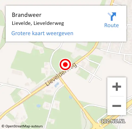 Locatie op kaart van de 112 melding: Brandweer Lievelde, Lievelderweg op 15 september 2021 17:35