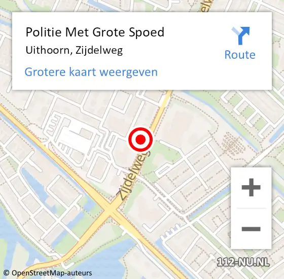 Locatie op kaart van de 112 melding: Politie Met Grote Spoed Naar Uithoorn, Zijdelweg op 15 september 2021 17:52