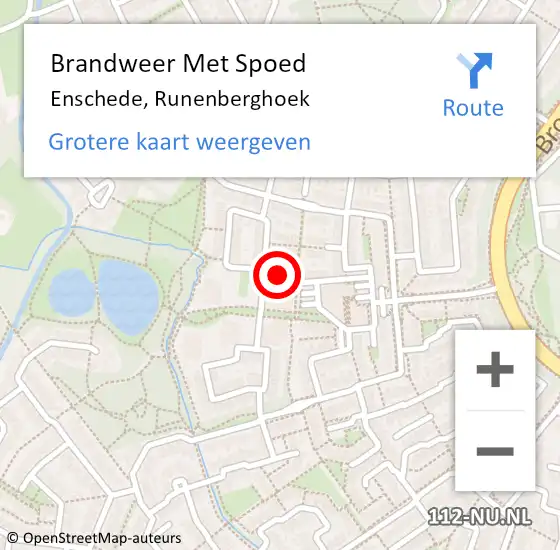 Locatie op kaart van de 112 melding: Brandweer Met Spoed Naar Enschede, Runenberghoek op 15 september 2021 18:05