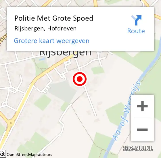 Locatie op kaart van de 112 melding: Politie Met Grote Spoed Naar Rijsbergen, Hofdreven op 15 september 2021 18:26