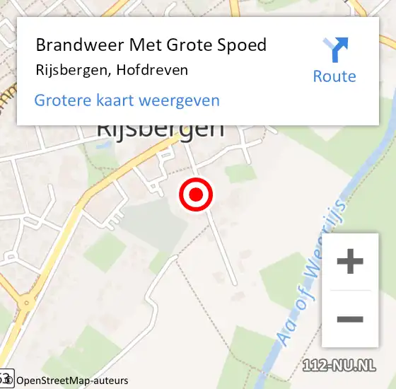 Locatie op kaart van de 112 melding: Brandweer Met Grote Spoed Naar Rijsbergen, Hofdreven op 15 september 2021 18:27