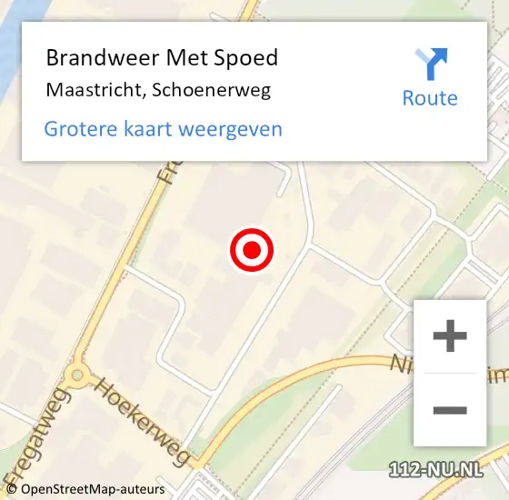 Locatie op kaart van de 112 melding: Brandweer Met Spoed Naar Maastricht, Schoenerweg op 15 september 2021 18:35