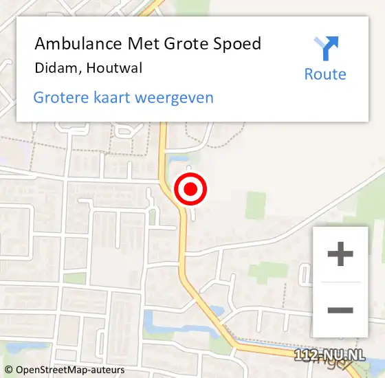 Locatie op kaart van de 112 melding: Ambulance Met Grote Spoed Naar Didam, Houtwal op 15 september 2021 18:38