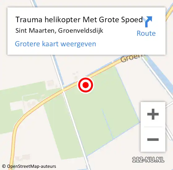 Locatie op kaart van de 112 melding: Trauma helikopter Met Grote Spoed Naar Sint Maarten, Groenveldsdijk op 15 september 2021 18:49