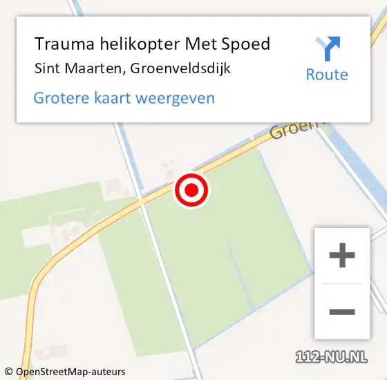 Locatie op kaart van de 112 melding: Trauma helikopter Met Spoed Naar Sint Maarten, Groenveldsdijk op 15 september 2021 18:49