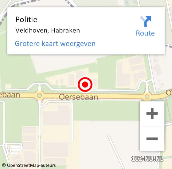 Locatie op kaart van de 112 melding: Politie Veldhoven, Habraken op 15 september 2021 18:54