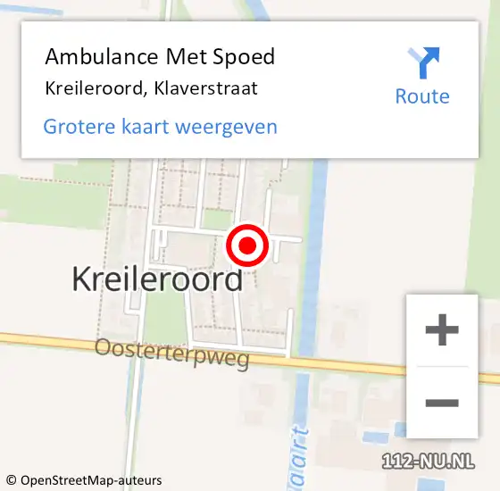 Locatie op kaart van de 112 melding: Ambulance Met Spoed Naar Kreileroord, Klaverstraat op 15 september 2021 18:55