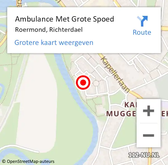 Locatie op kaart van de 112 melding: Ambulance Met Grote Spoed Naar Roermond, Richterdael op 15 september 2021 19:03