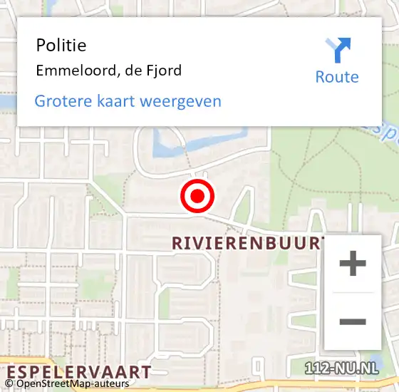 Locatie op kaart van de 112 melding: Politie Emmeloord, de Fjord op 15 september 2021 19:17